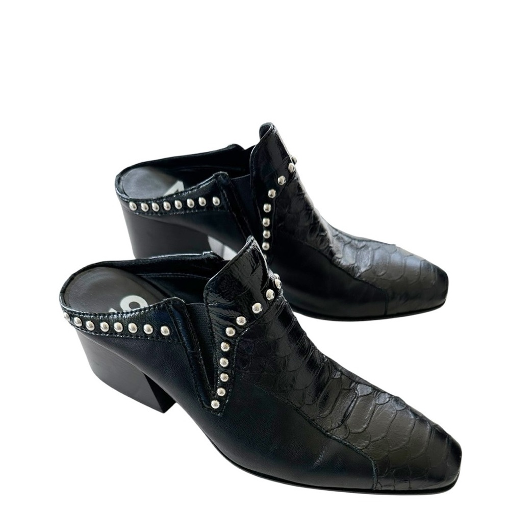 Acne Studios • Karmir Studded Croc-effect Leather Mules In Black - Picture 2 of 14